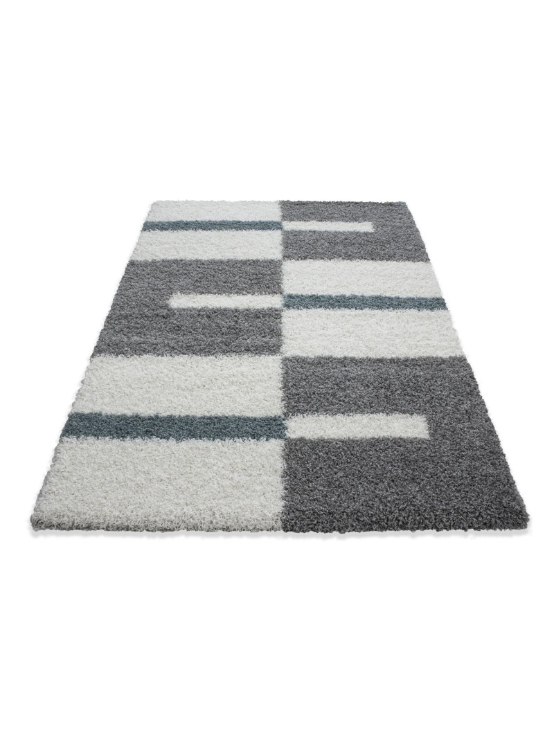 Prayer rug high pile rug pile height 3cm grey-white-turquoise