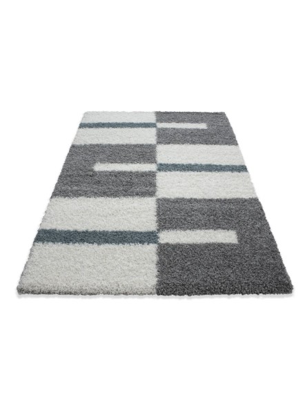 Tappeto da preghiera tappeto a pelo lungo altezza pelo 3 cm grigio-bianco-turchese