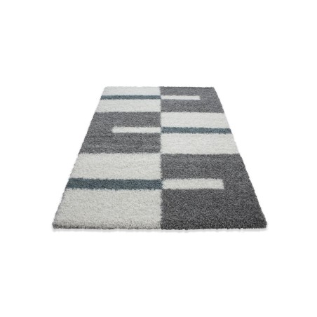 Tappeto da preghiera tappeto a pelo lungo altezza pelo 3 cm grigio-bianco-turchese