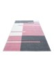 Gebetsteppich Kariert Linien Muster Konturenschnitt Grau Weiß Pink
