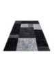 Prayer Rug Checkered Pattern Mottled Contour Cut Black Gray White