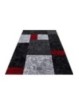 Prayer Rug Checkered Pattern Mottled Contour Cut Black Gray Red