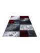 Prayer Rug Checkered Pattern Contour Cut Black Gray Red