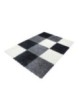 Tappeto da preghiera economico shaggy a scacchi nero bianco grigio