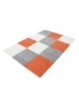 Prayer rug Shaggy carpet checkered terracotta white grey