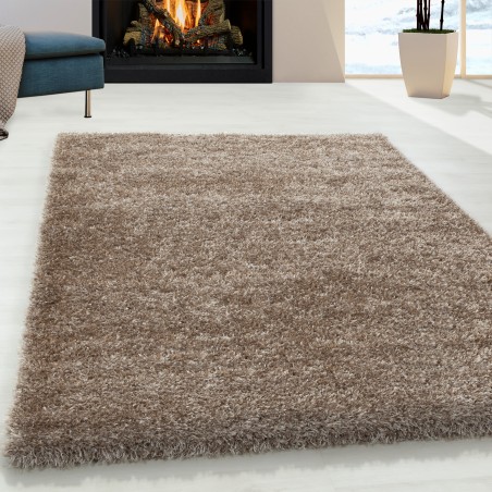 Shaggy Salon Shaggy Tapis Lustre Fil Solide Taupe
