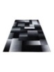Prayer Rug Short Pile Abstract Checkered Pattern Black Gray White