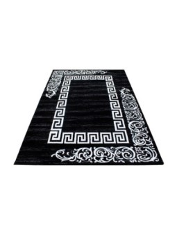 Prayer rug meander border short pile baroque style black and white