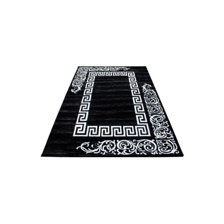 Prayer rug meander border short pile baroque style black and white