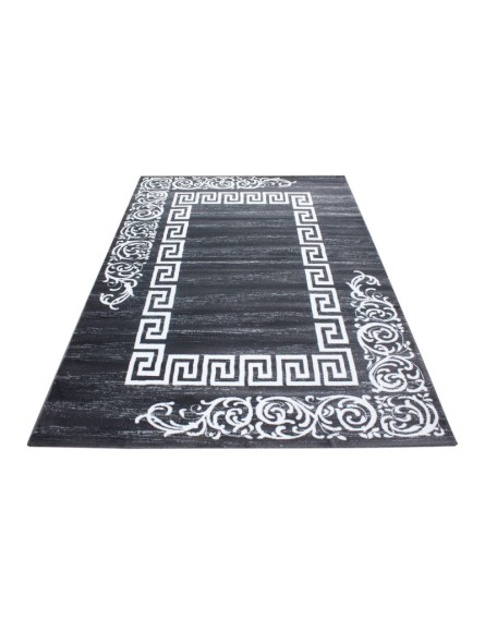 Prayer rug meander border short pile baroque style gray white