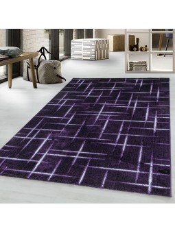 Laagpolig tapijt, woonkamertapijt, rasterpatroon, zachtpolig, paars