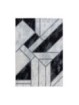 Prayer Rug Short Pile Marble Design Abstract Lines Silver