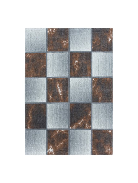 Tappeto da preghiera a pelo corto color terra motivo quadrato marmorizzato morbido
