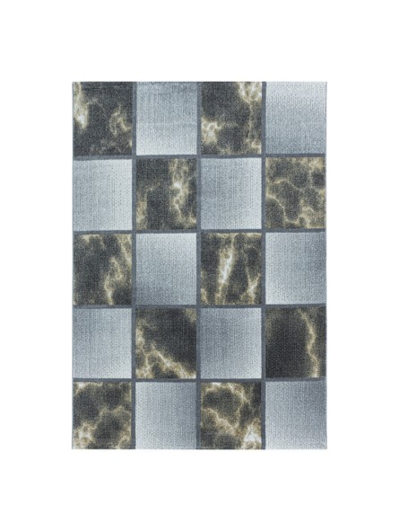 Gebedskleed laagpolig geel grijs vierkant patroon gemarmerd zacht