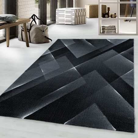 Kurzflor Teppich Wohnzimmerteppich 3-D Design Muster Dreieck Soft Flor Schwarz