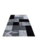 Prayer Rug Living Room Geometric Checkered Pattern Black Gray White