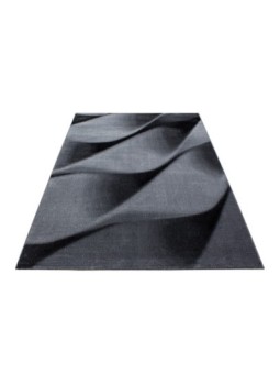 Gebetsteppich Wohnzimmer Geometrisch Wellen Muster Grau Schwarz Weiss