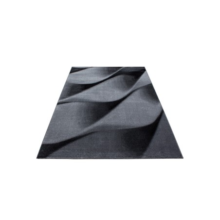 Gebetsteppich Wohnzimmer Geometrisch Wellen Muster Grau Schwarz Weiss
