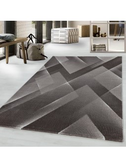 Laagpolig tapijt, woonkamertapijt, 3D dessin, driehoek, zachtpolig, bruin