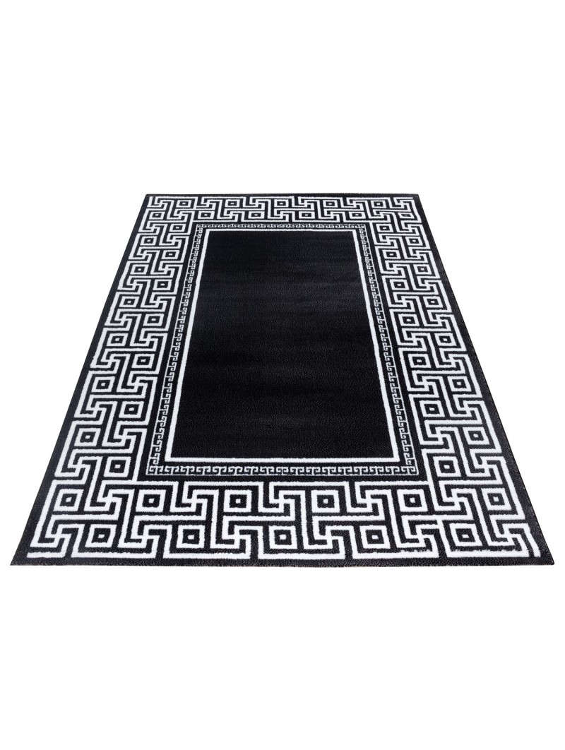 Tappeto da preghiera Bordo ornamentale geometrico in bianco e nero