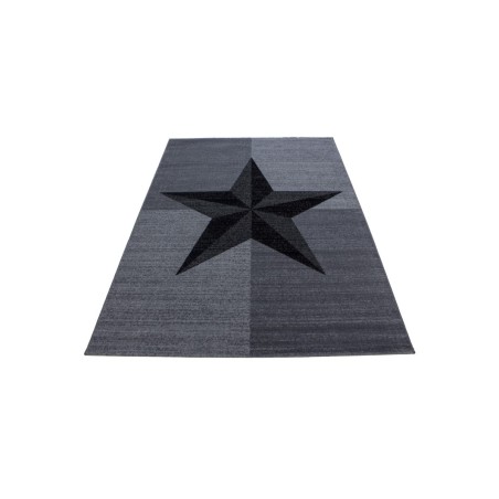 Gebetsteppich Kurzflor Teppich Stern Muster Kurzflor Meliert Schwarz Grau