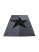 Gebetsteppich Kurzflor Teppich Stern Muster Kurzflor Meliert Schwarz Grau