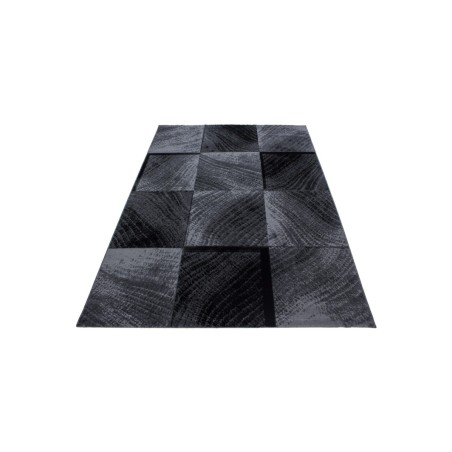 Gebedskleed laagpolig ruitpatroon zwart grijs gemêleerd