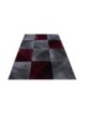 Gebetsteppich Kurzflor Teppich Karo Muster Schwarz Grau Rot Meliert