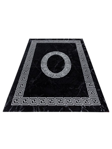 Prayer rug short pile carpet marble look black and white
