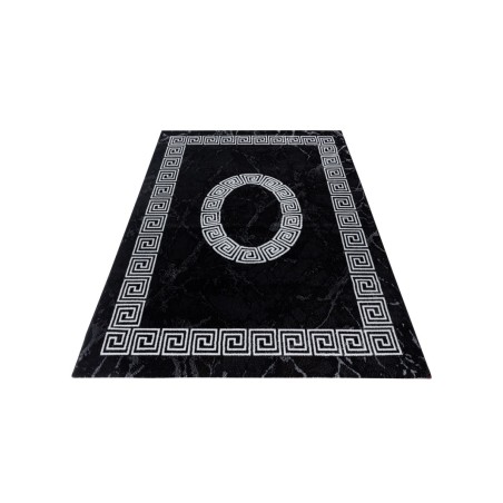Gebedskleed laagpolig tapijt marmer look zwart wit