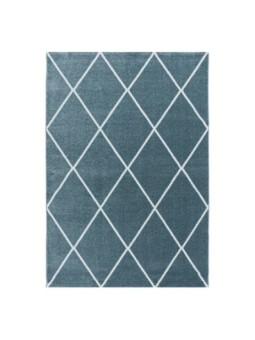 Tappeto da preghiera tappeto a pelo corto design linee diamantate tinta unita blu