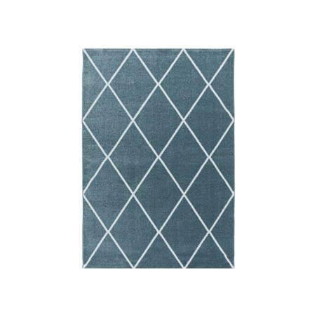 Prayer rug short pile carpet design diamond lines plain colors blue