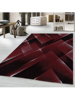 Kurzflor Teppich Wohnzimmerteppich 3-D Design Muster Dreiecke Soft Flor Rot