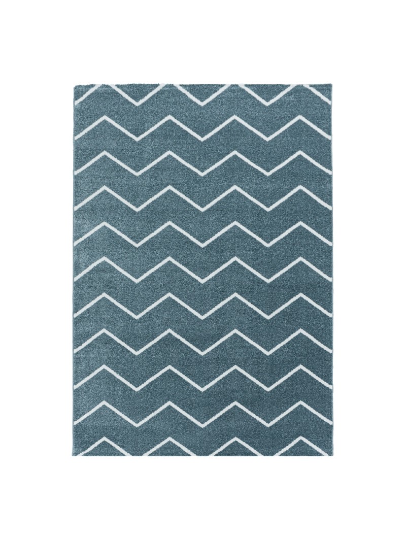 Gebetsteppich Kurzflor Teppich Wellen Linien Design Blau