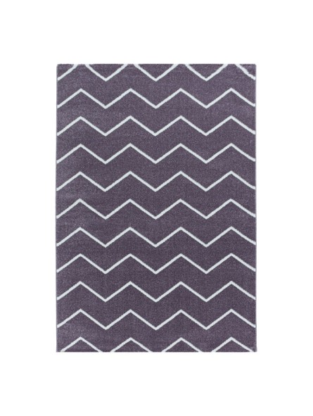 Prayer Rug Short Pile Wave Lines Design Purple