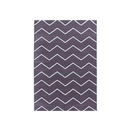 Prayer Rug Short Pile Wave Lines Design Purple