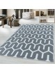 Kurzflor Teppich Wohnzimmerteppich Gitter Design Soft Flor Grau