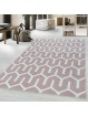 Short-pile rug, living room rug, grid design, soft pile, pink