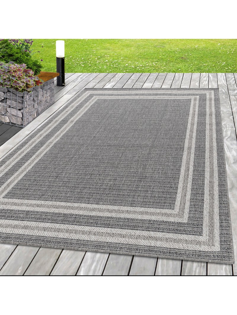 Indoor outdoor carpet CURA balcony carpet waterproof border grey