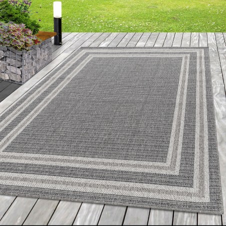 Indoor outdoor carpet CURA balcony carpet waterproof border grey