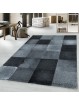Short pile rug, living room rug, square grid design, black