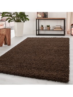 Pelo lungo, pelo lungo, tappeto shaggy per soggiorno, tinta unita, altezza pelo 5 cm, marrone