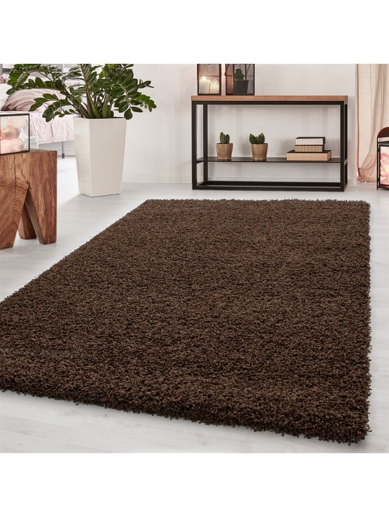 High pile, long pile, living room shaggy carpet, plain colour, pile height 5 cm, brown