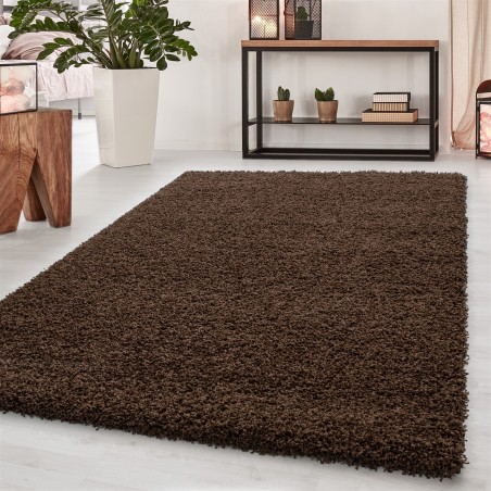 Pelo lungo, pelo lungo, tappeto shaggy per soggiorno, tinta unita, altezza pelo 5 cm, marrone