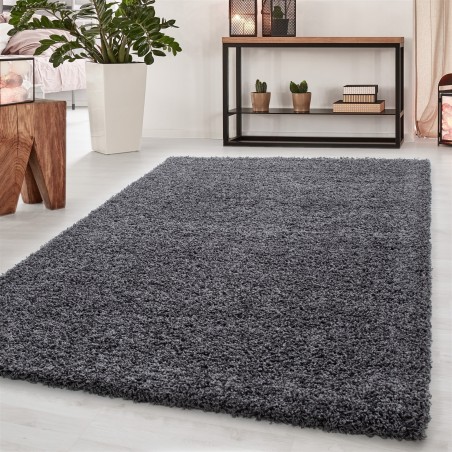 Shaggy long pile living room DREAM Shaggy carpet plain color pile height 5cm grey