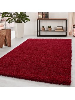 High pile, long pile, living room DREAM Shaggy carpet, plain colour, pile height 5 cm, red