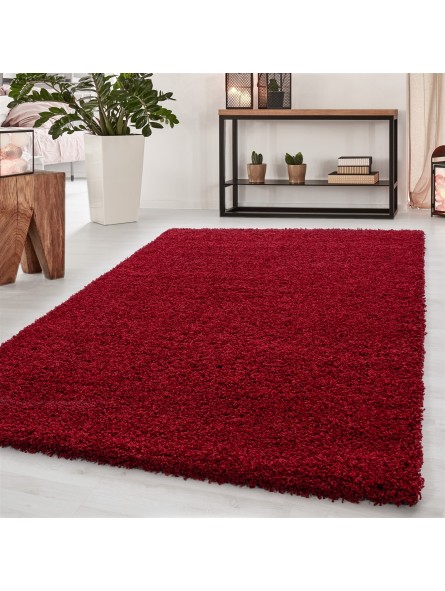High pile, long pile, living room DREAM Shaggy carpet, plain colour, pile height 5 cm, red