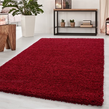 Poil long, poil long, salon DREAM Shaggy tapis, couleur unie, hauteur de poil 5 cm, rouge