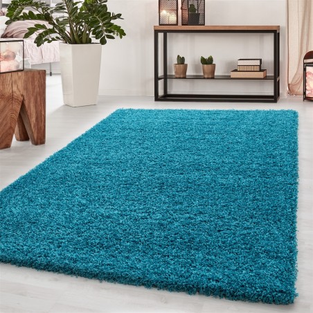 Hoogpolig, hoogpolig, woonkamer DREAM Shaggy tapijt, effen, poolhoogte 5 cm, turquoise