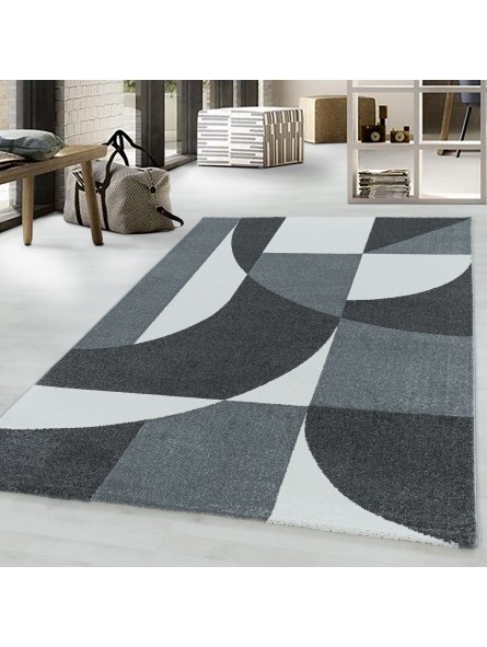 Laagpolig vloerkleed woonkamer vloerkleed ontwerp postcode patroon abstract grijs